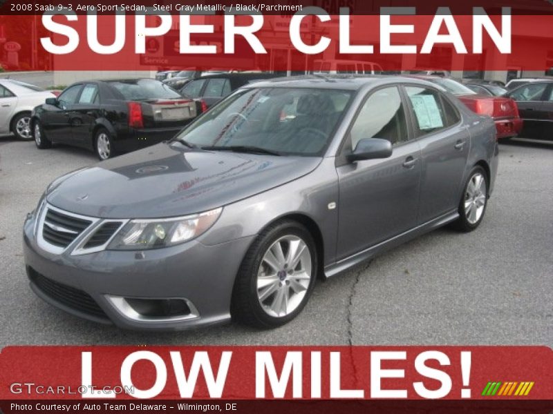 Steel Gray Metallic / Black/Parchment 2008 Saab 9-3 Aero Sport Sedan