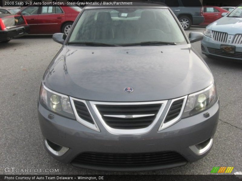 Steel Gray Metallic / Black/Parchment 2008 Saab 9-3 Aero Sport Sedan