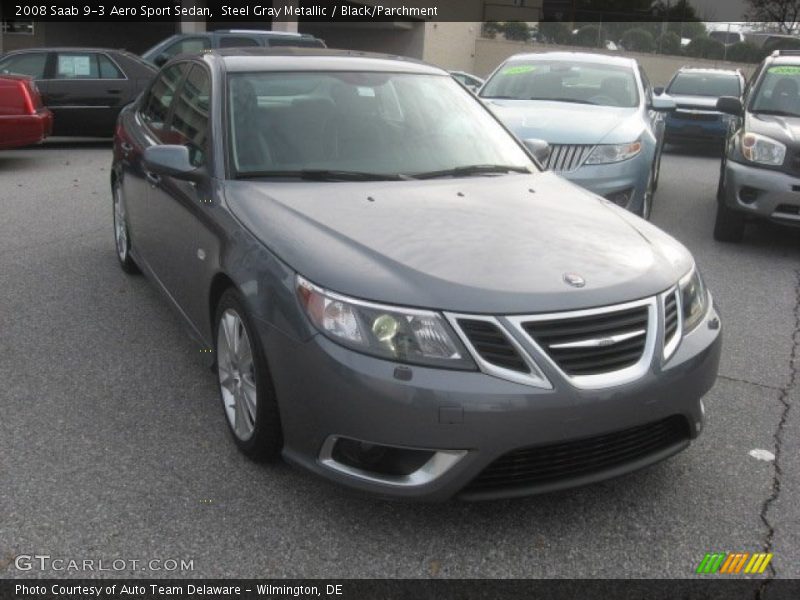 Steel Gray Metallic / Black/Parchment 2008 Saab 9-3 Aero Sport Sedan