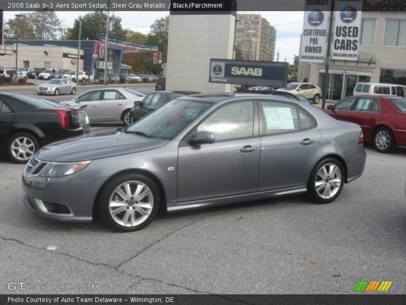 Steel Gray Metallic / Black/Parchment 2008 Saab 9-3 Aero Sport Sedan