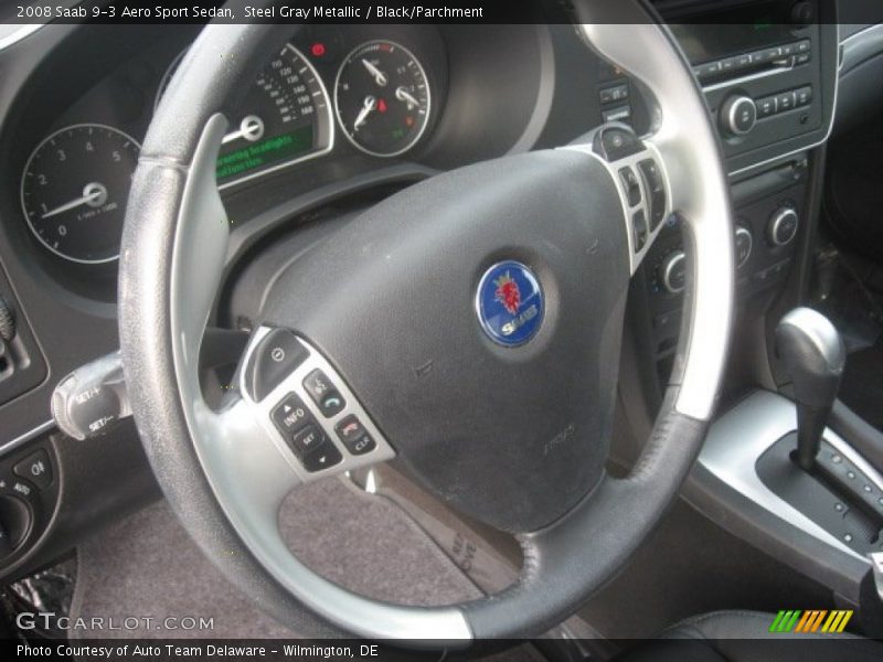 Steel Gray Metallic / Black/Parchment 2008 Saab 9-3 Aero Sport Sedan