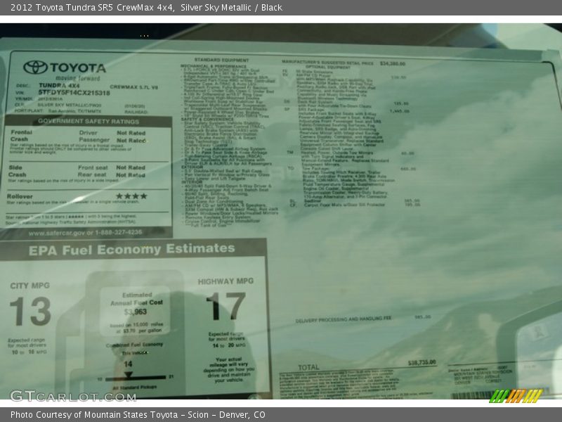 Silver Sky Metallic / Black 2012 Toyota Tundra SR5 CrewMax 4x4