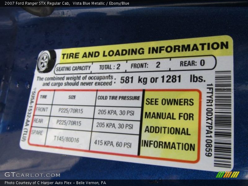 Vista Blue Metallic / Ebony/Blue 2007 Ford Ranger STX Regular Cab