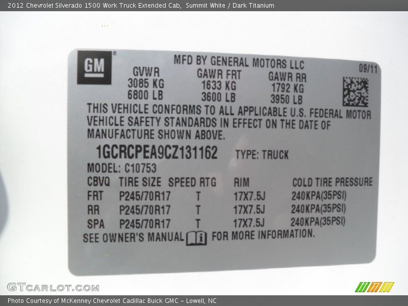 Summit White / Dark Titanium 2012 Chevrolet Silverado 1500 Work Truck Extended Cab