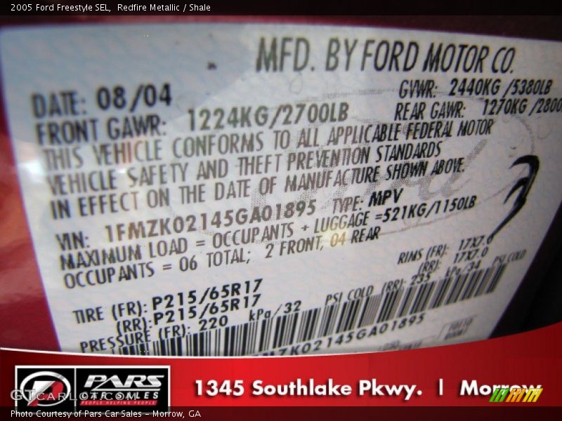 Redfire Metallic / Shale 2005 Ford Freestyle SEL