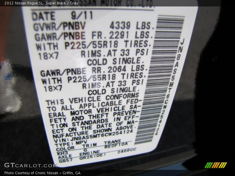 Super Black / Gray 2012 Nissan Rogue SL