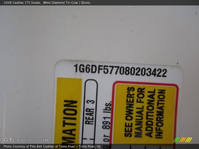 White Diamond Tri-Coat / Ebony 2008 Cadillac CTS Sedan