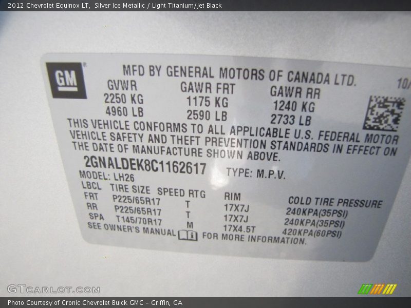 Silver Ice Metallic / Light Titanium/Jet Black 2012 Chevrolet Equinox LT
