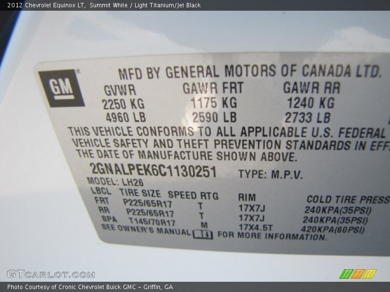 Summit White / Light Titanium/Jet Black 2012 Chevrolet Equinox LT