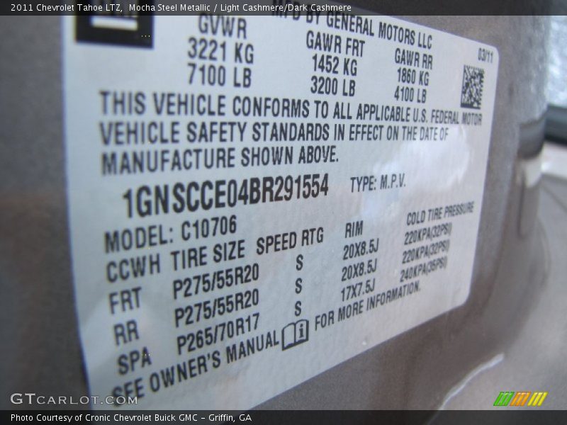 Mocha Steel Metallic / Light Cashmere/Dark Cashmere 2011 Chevrolet Tahoe LTZ