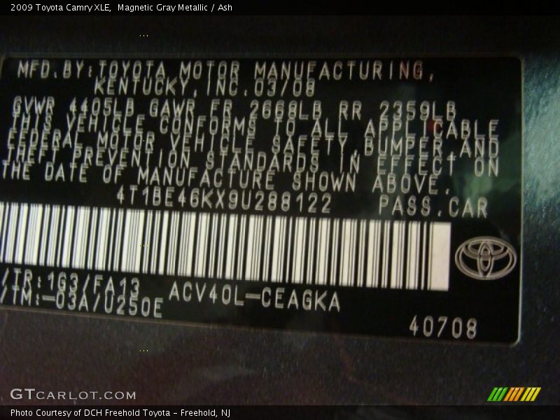 Magnetic Gray Metallic / Ash 2009 Toyota Camry XLE