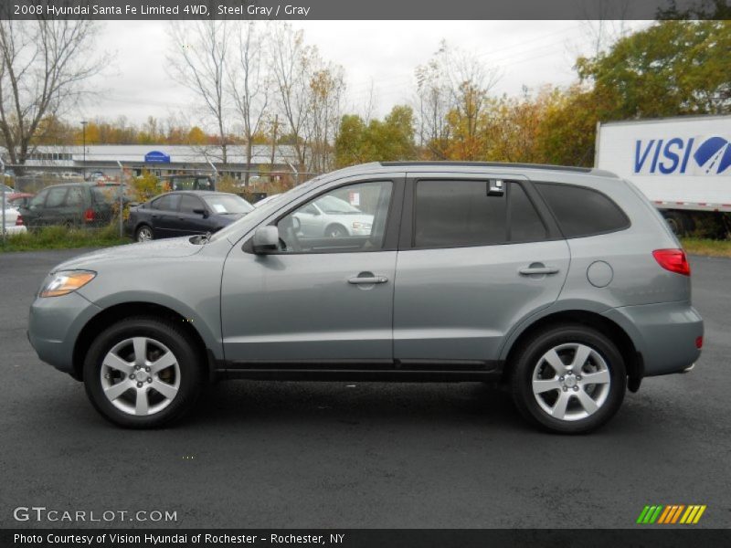Steel Gray / Gray 2008 Hyundai Santa Fe Limited 4WD
