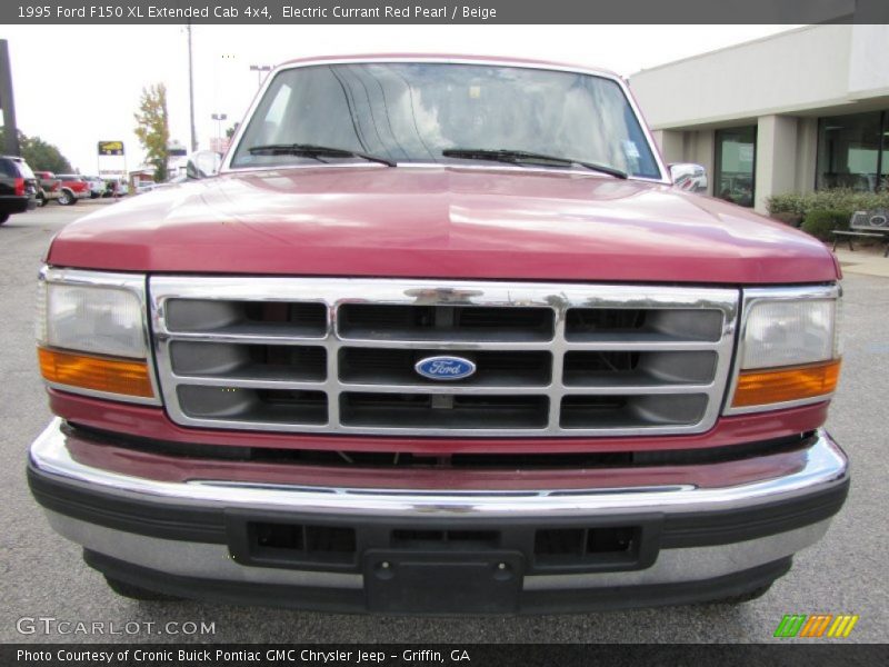 Electric Currant Red Pearl / Beige 1995 Ford F150 XL Extended Cab 4x4