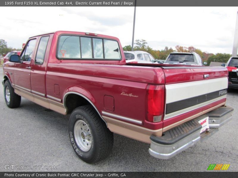 Electric Currant Red Pearl / Beige 1995 Ford F150 XL Extended Cab 4x4