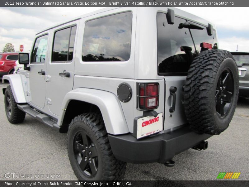 Bright Silver Metallic / Black with Polar White Accents/Orange Stitching 2012 Jeep Wrangler Unlimited Sahara Arctic Edition 4x4