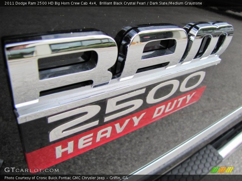 Brilliant Black Crystal Pearl / Dark Slate/Medium Graystone 2011 Dodge Ram 2500 HD Big Horn Crew Cab 4x4