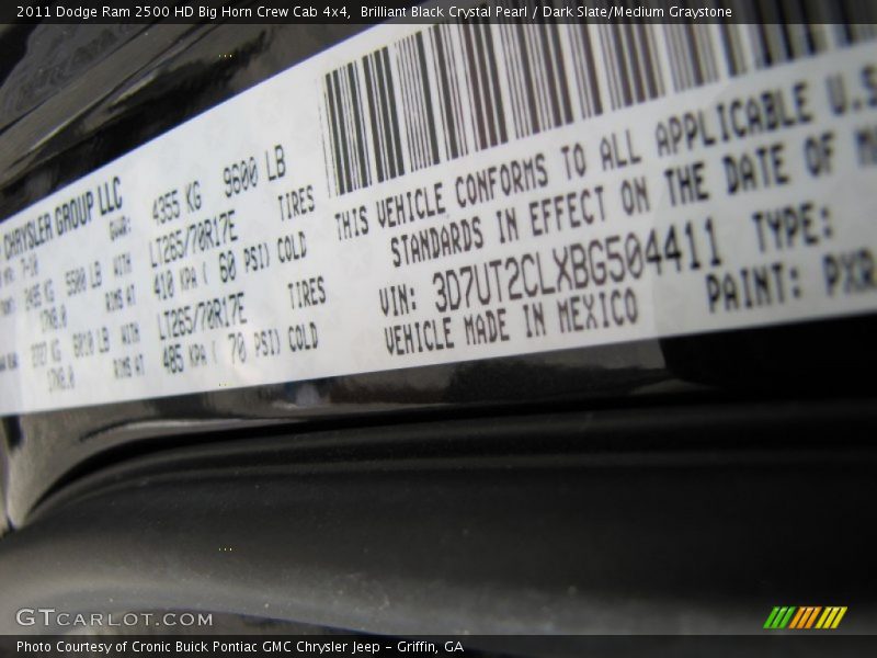 Brilliant Black Crystal Pearl / Dark Slate/Medium Graystone 2011 Dodge Ram 2500 HD Big Horn Crew Cab 4x4