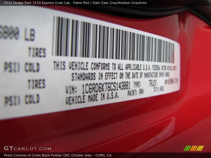 Flame Red / Dark Slate Gray/Medium Graystone 2012 Dodge Ram 1500 Express Crew Cab