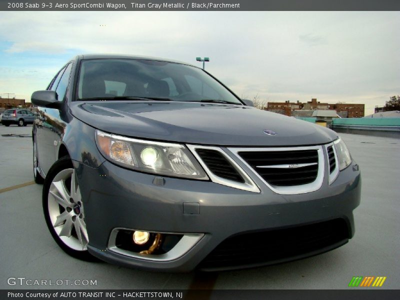 Titan Gray Metallic / Black/Parchment 2008 Saab 9-3 Aero SportCombi Wagon