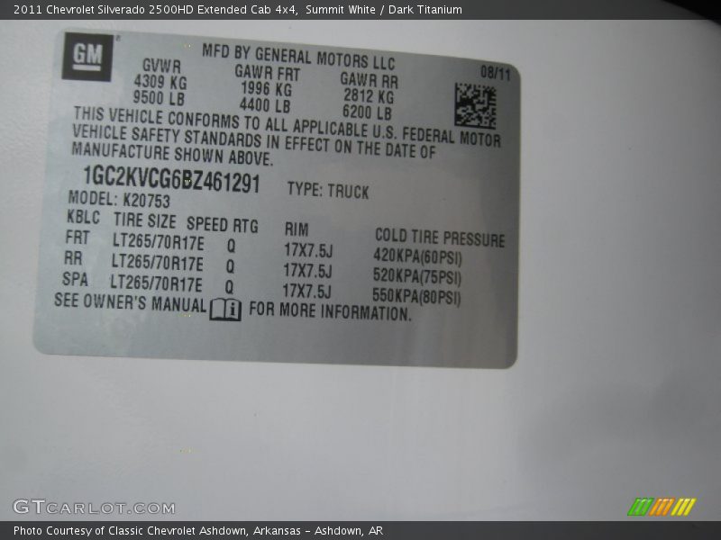 Summit White / Dark Titanium 2011 Chevrolet Silverado 2500HD Extended Cab 4x4
