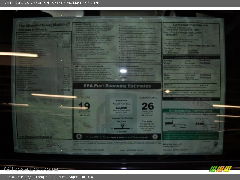 Space Gray Metallic / Black 2012 BMW X5 xDrive35d