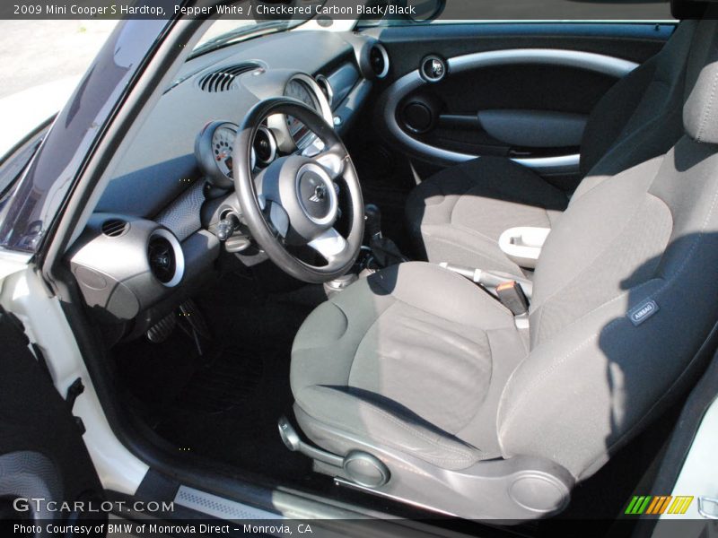 Pepper White / Checkered Carbon Black/Black 2009 Mini Cooper S Hardtop