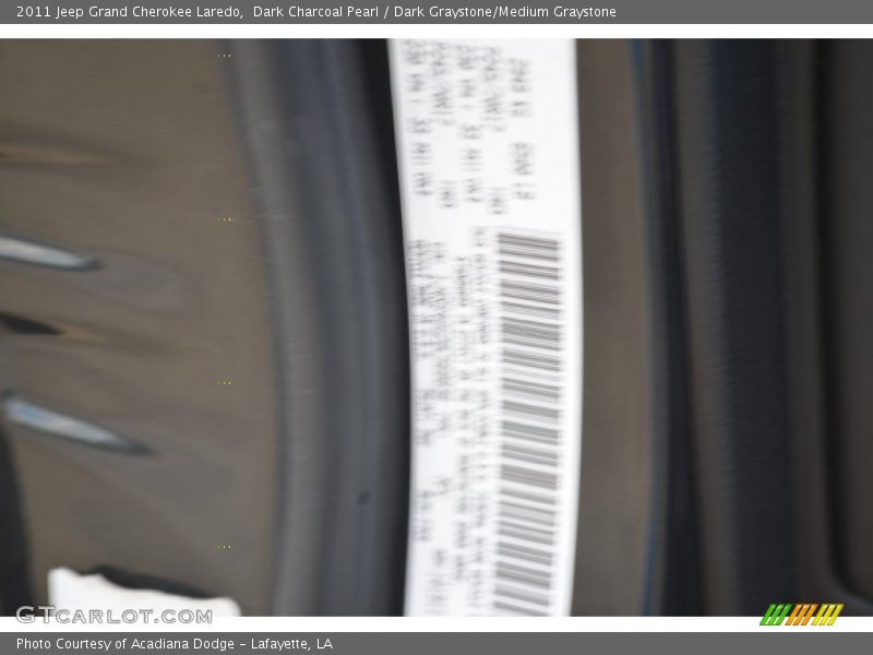 Dark Charcoal Pearl / Dark Graystone/Medium Graystone 2011 Jeep Grand Cherokee Laredo