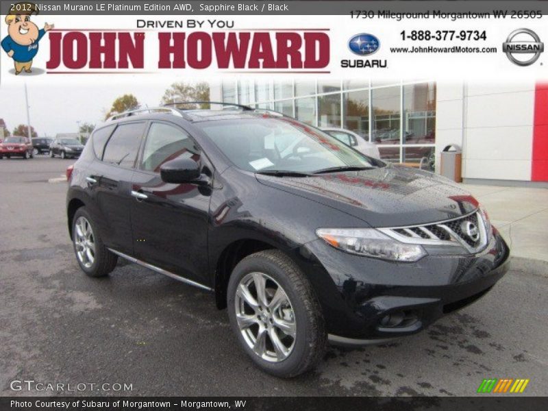 Sapphire Black / Black 2012 Nissan Murano LE Platinum Edition AWD