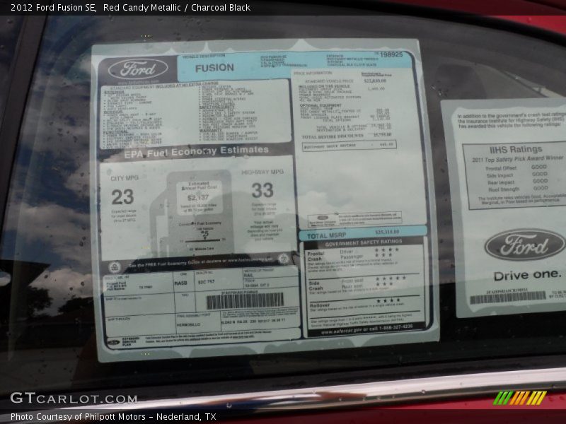Red Candy Metallic / Charcoal Black 2012 Ford Fusion SE