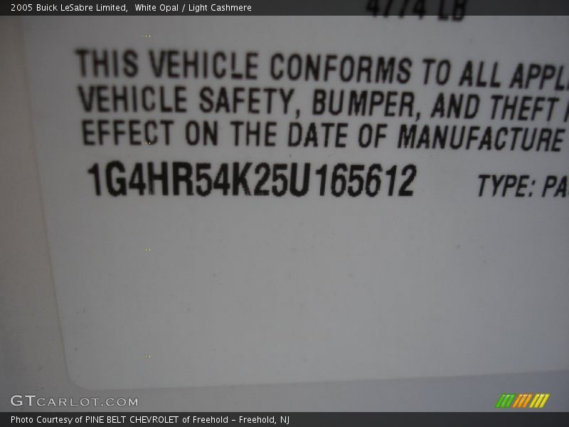 White Opal / Light Cashmere 2005 Buick LeSabre Limited