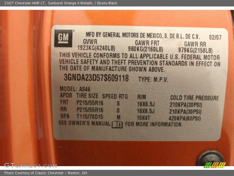 Sunburst Orange II Metallic / Ebony Black 2007 Chevrolet HHR LT