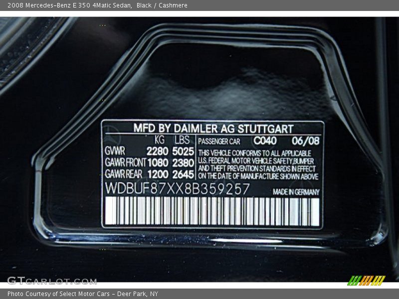 Black / Cashmere 2008 Mercedes-Benz E 350 4Matic Sedan