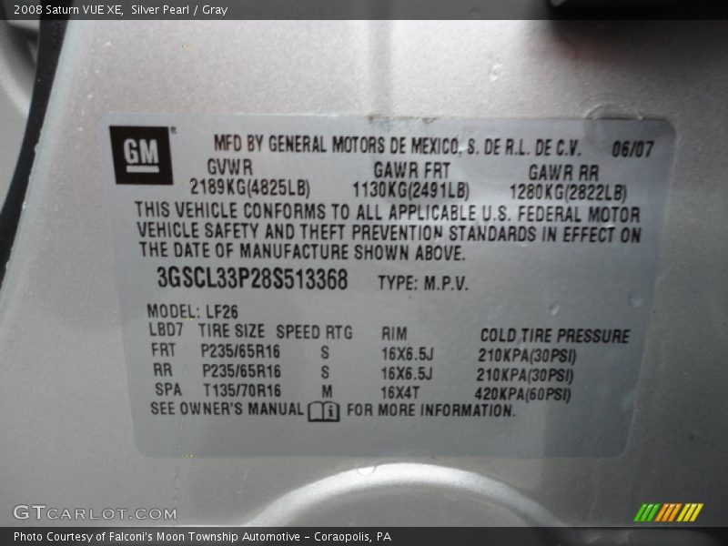 Silver Pearl / Gray 2008 Saturn VUE XE