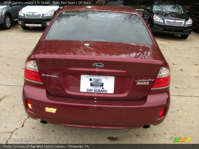 Ruby Red Pearl / Off Black 2009 Subaru Legacy 2.5i Sedan