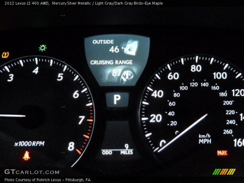 Mercury Silver Metallic / Light Gray/Dark Gray Birds-Eye Maple 2012 Lexus LS 460 AWD