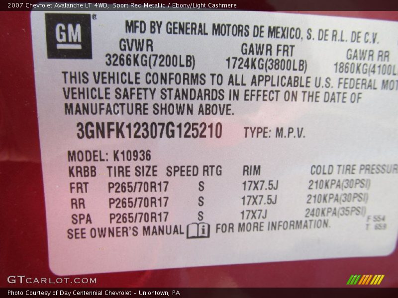 Sport Red Metallic / Ebony/Light Cashmere 2007 Chevrolet Avalanche LT 4WD