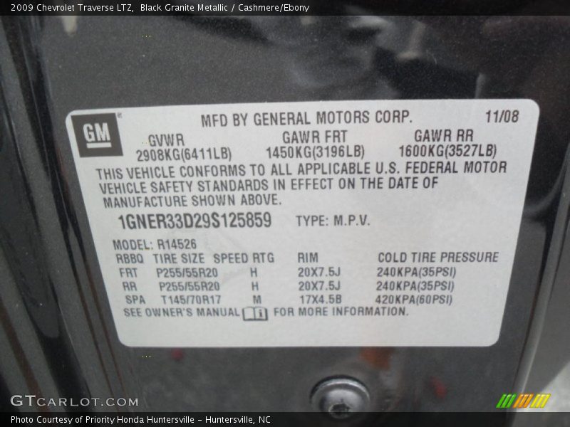 Black Granite Metallic / Cashmere/Ebony 2009 Chevrolet Traverse LTZ