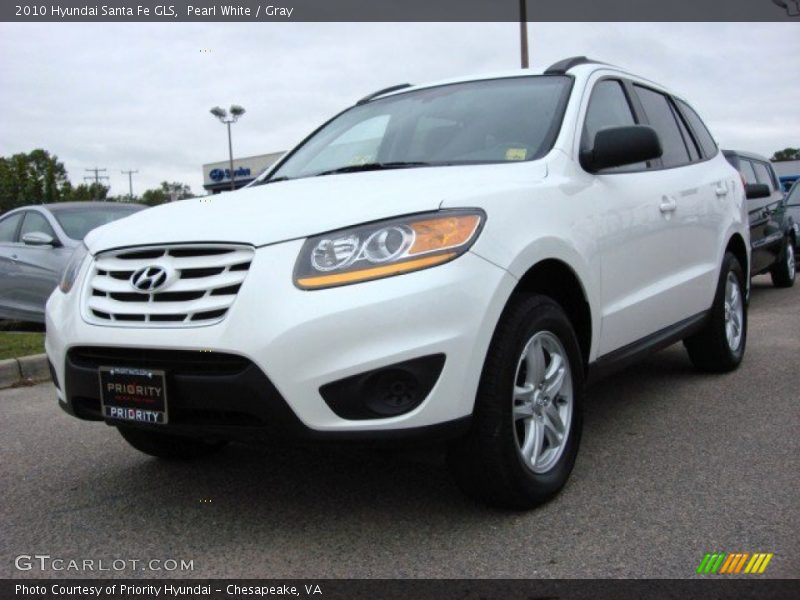 Pearl White / Gray 2010 Hyundai Santa Fe GLS