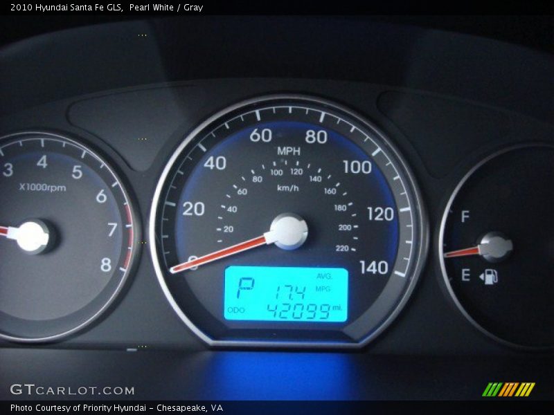 Pearl White / Gray 2010 Hyundai Santa Fe GLS