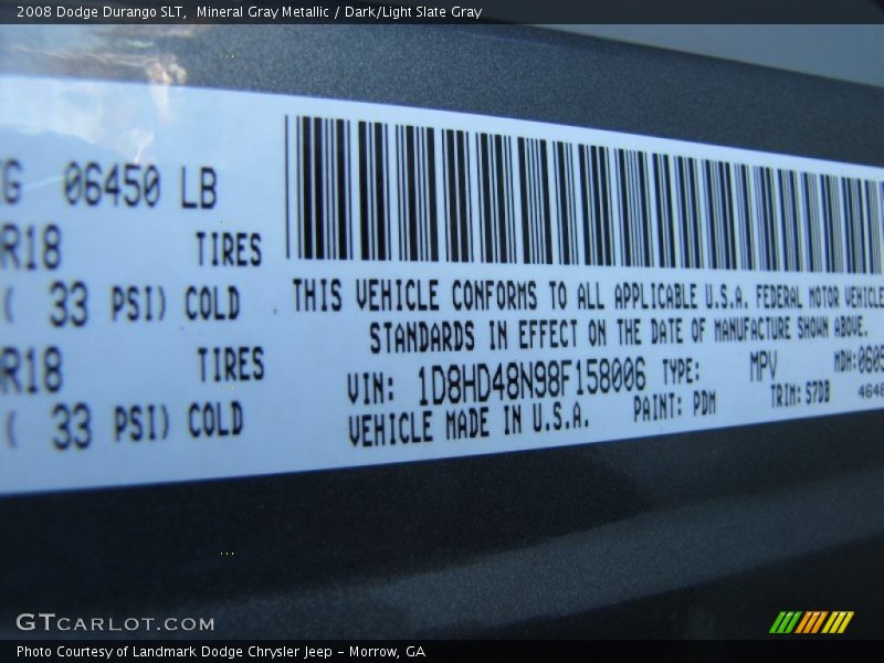 Mineral Gray Metallic / Dark/Light Slate Gray 2008 Dodge Durango SLT