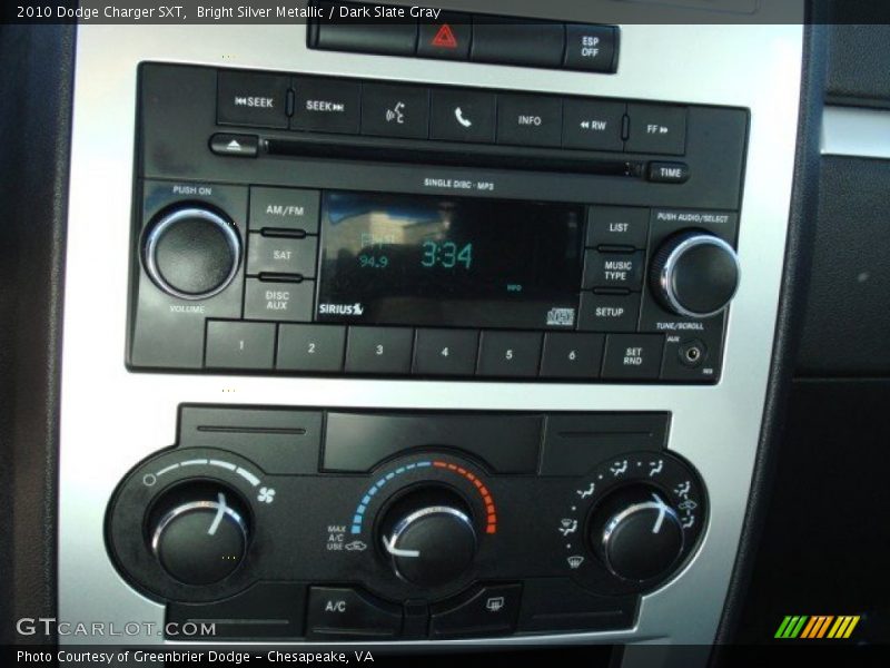 Bright Silver Metallic / Dark Slate Gray 2010 Dodge Charger SXT