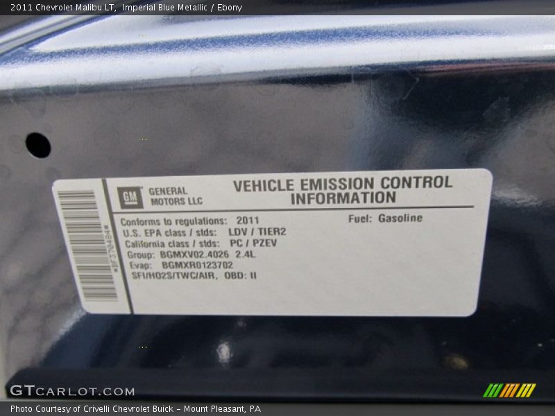 Imperial Blue Metallic / Ebony 2011 Chevrolet Malibu LT
