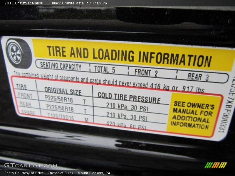 Black Granite Metallic / Titanium 2011 Chevrolet Malibu LT