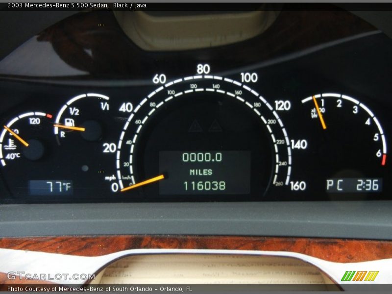  2003 S 500 Sedan 500 Sedan Gauges