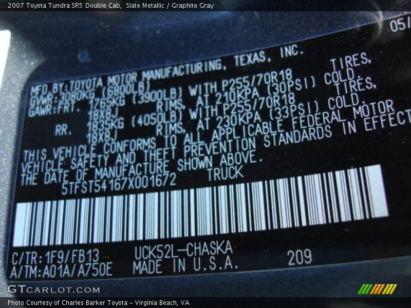 Slate Metallic / Graphite Gray 2007 Toyota Tundra SR5 Double Cab