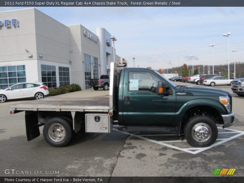  2011 F350 Super Duty XL Regular Cab 4x4 Chassis Stake Truck Forest Green Metallic