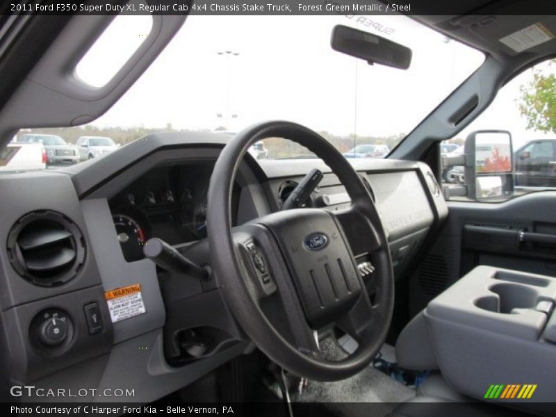 Forest Green Metallic / Steel 2011 Ford F350 Super Duty XL Regular Cab 4x4 Chassis Stake Truck