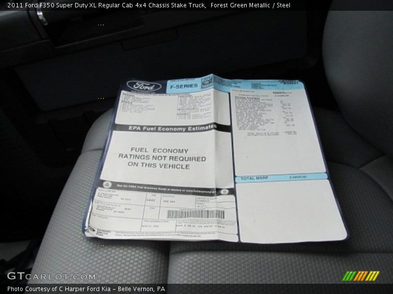 Forest Green Metallic / Steel 2011 Ford F350 Super Duty XL Regular Cab 4x4 Chassis Stake Truck