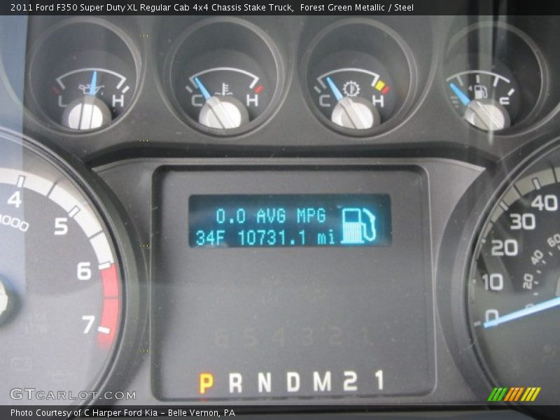 Forest Green Metallic / Steel 2011 Ford F350 Super Duty XL Regular Cab 4x4 Chassis Stake Truck