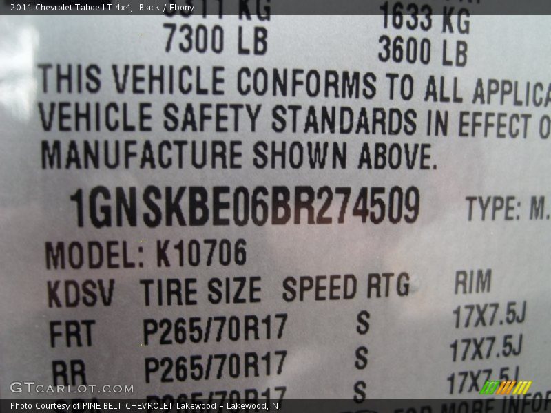 Black / Ebony 2011 Chevrolet Tahoe LT 4x4